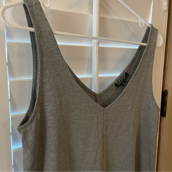 Topshop Grey V-Neck Sleeveless Crop Tank Top, US6 - Picture 5 of 8